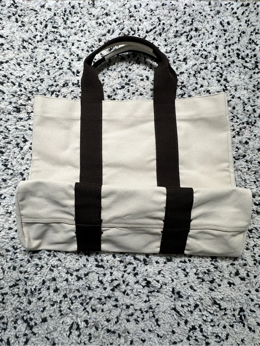 Canvas Beach Tote Cream/Brown - Picture 4 of 11